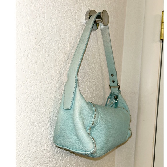Baby Blue Leather Baguette Shoulder Bag By SIGRID OLSEN Y2K Style Shoulder Bag - Picture 6 of 15
